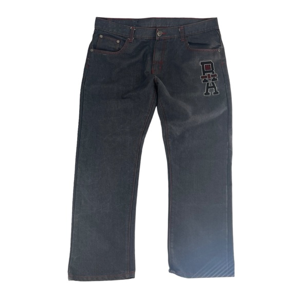 Red Ape Jeans Mens 42x31 Black Y2K Baggy Skater Embroidered Loose Hip Hop Grunge - Picture 1 of 11